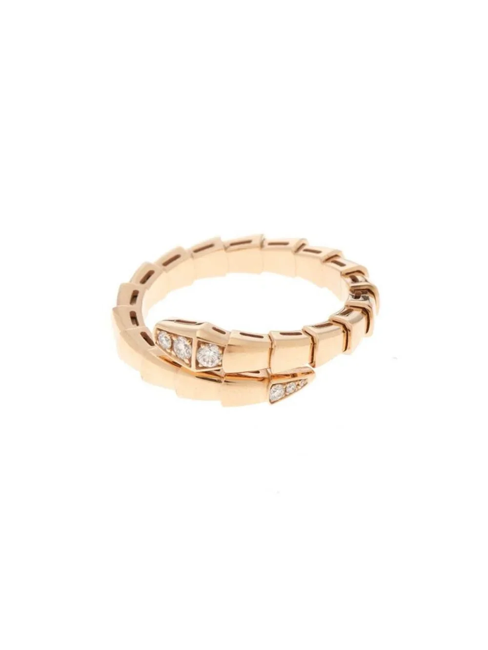 Bvlgari Serpenti Viper Ring 18k Pink Gold Diamond
